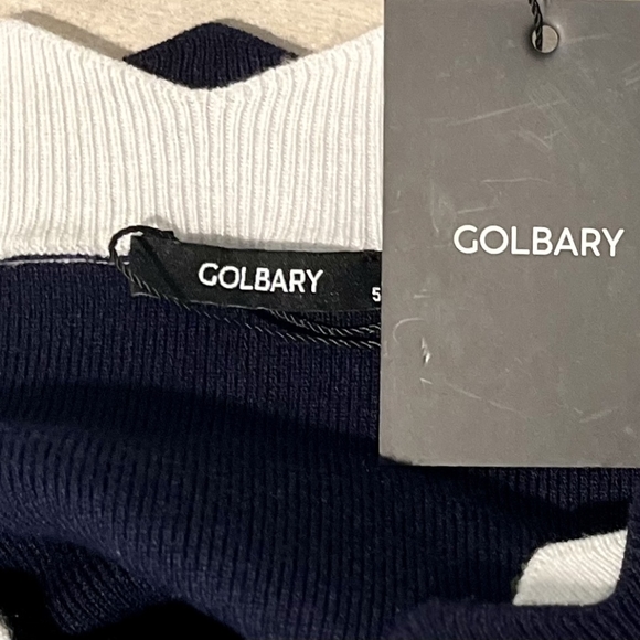 Golbary Navy & White Wave Open Lattice Sweater Knit Tunic Top  Size L  N… - Picture 8 of 13